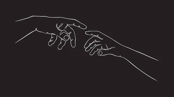 Zwei Hände Die Eine Zusammenhängende Linie Einer Vektor Illustration Auf — Stockvektor