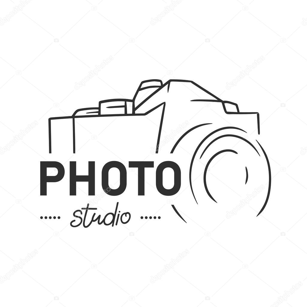 Hand drawn Camera Photography logo studio photo