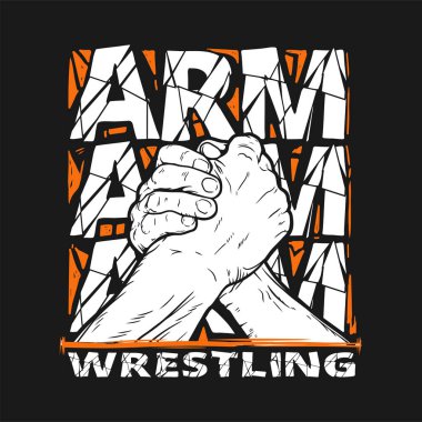 Illustration of competition on arm wrestling vector illustration on black background