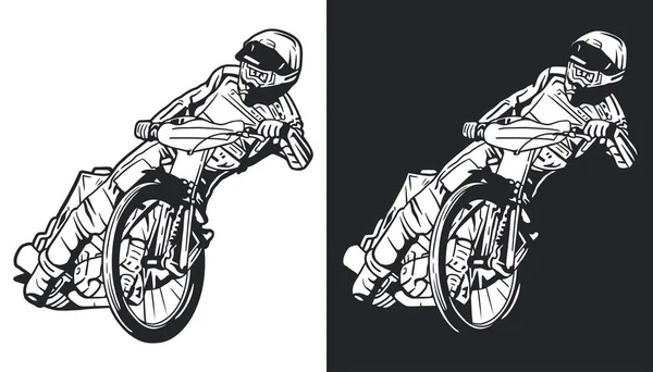 Speedway Rider Vector Line Art Illustration — 스톡 벡터