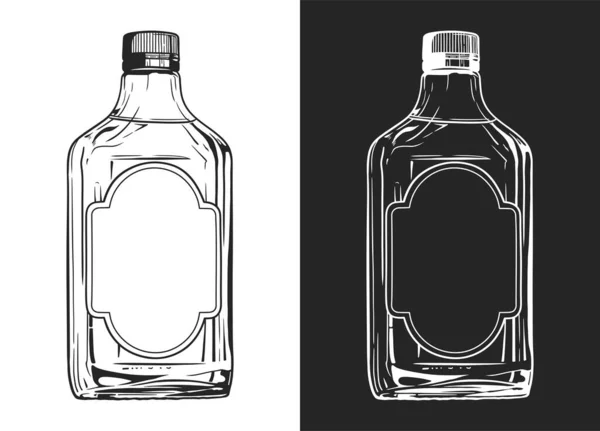 Whiskey Bottle Concept Line Art Vector Illustration — ストックベクタ