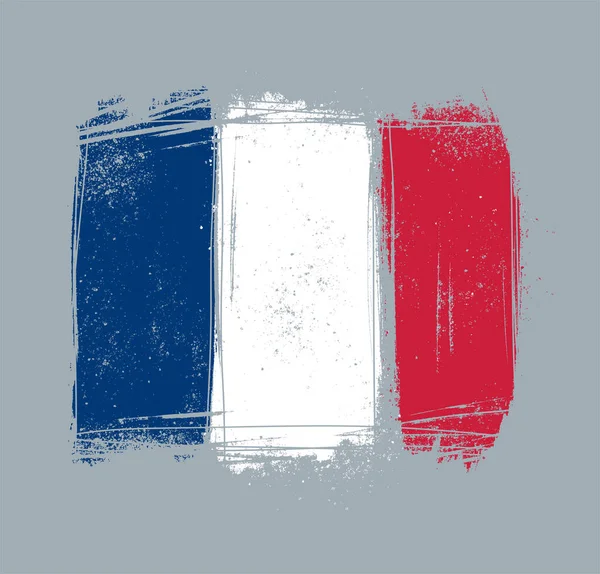 French Grunge Flag Vector Illustration — Stok Vektör