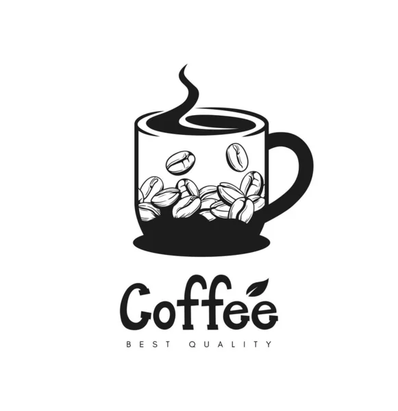 Coffee Cup Concept Logo Coffee Beans — Vector de stock