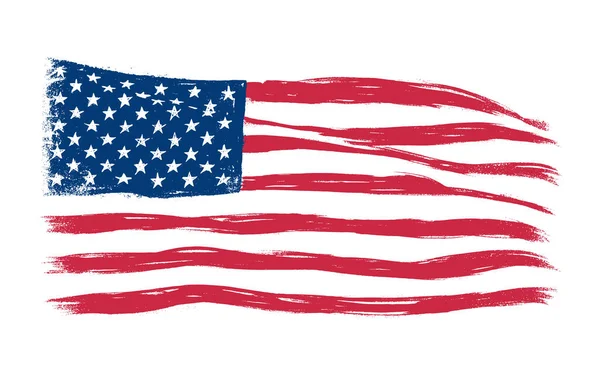 Grunge Flagge Der Usa Auf Weißem Hintergrund — Stockvektor