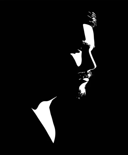 Silhouette Portrait Homme Illustration Vectorielle Rétro Éclairage — Image vectorielle