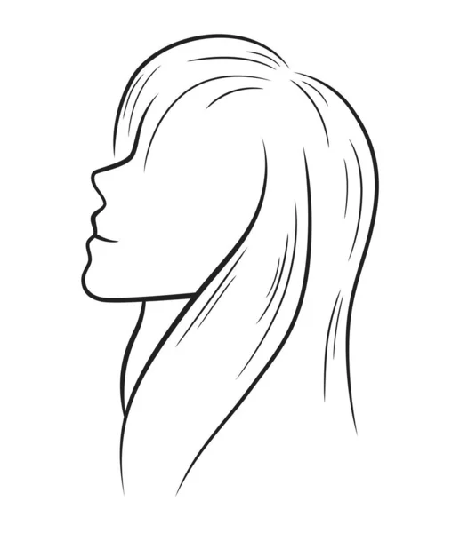 Einfache Linienzeichnung Einer Frau Von Der Seite Auf Weißem Hintergrund — Stockvektor