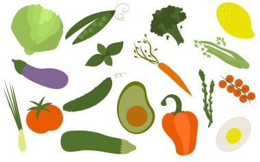 vegetables. set of illustrations on the topic of proper nutrition