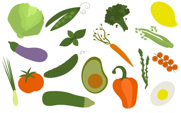 vegetables. set of illustrations on the topic of proper nutrition