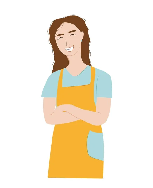 cute girl in a work apron. vector illustration