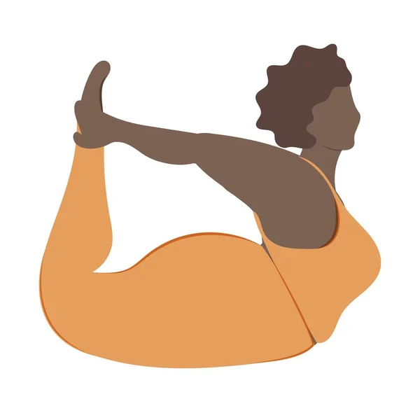 overweight woman practices yoga. body positivity theme