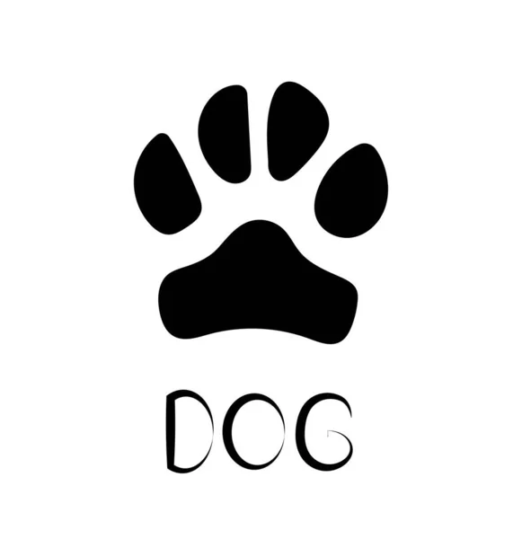 Köpek ayak izi. El yazısıyla yazılmış bir köpek. Simge ya da logo olarak kullanılabilir. vektör illüstrasyonu