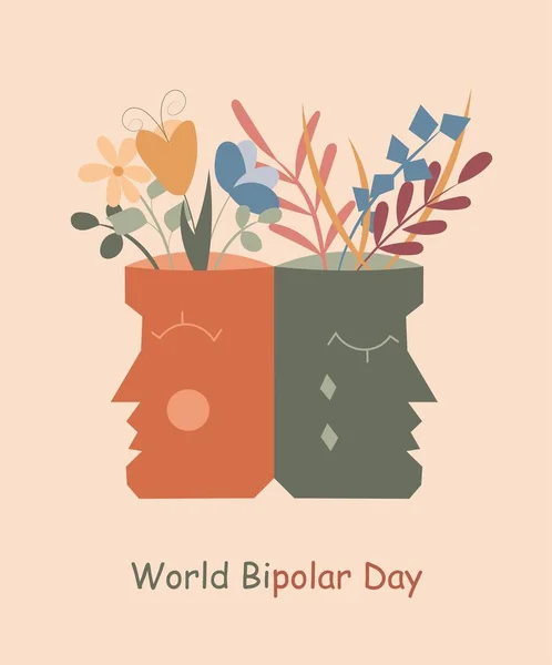 Dünya Bipolar Günü temasında vektör illüstrasyonu