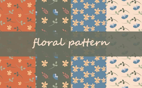 Conjunto Padrões Florais Bom Para Têxteis Papel Parede Embrulho Presente — Vetor de Stock