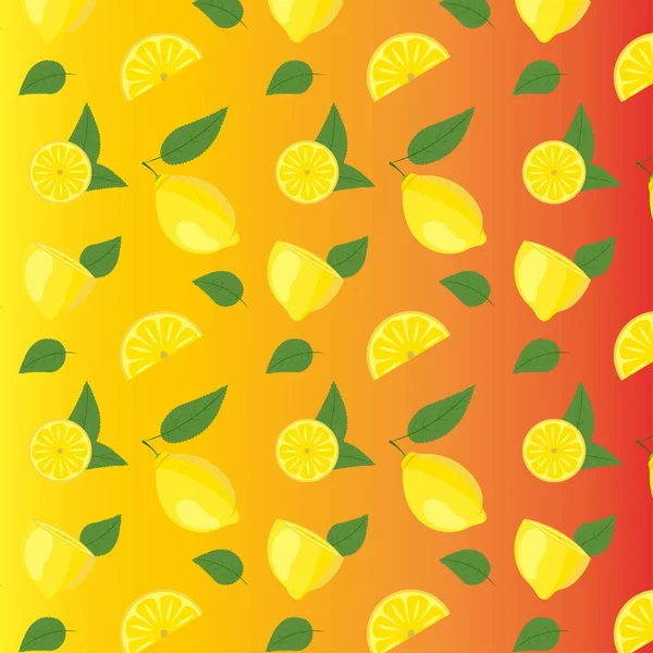Zitronenmuster Ganz Halb Scheiben Geschnitten Halb Das Muster Wird Auf — Stockvektor