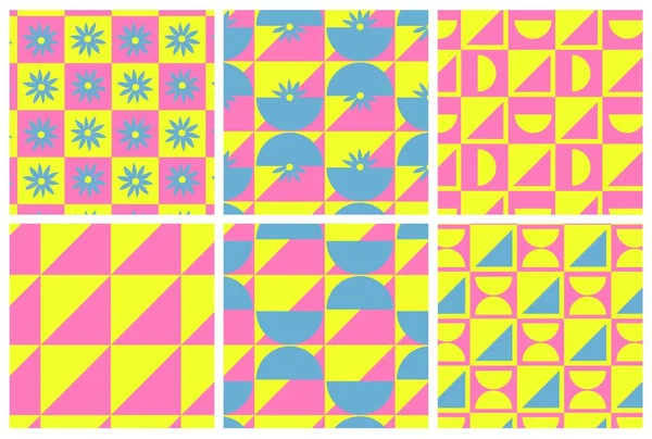 Parlak renklerde geometrik desenler. mavi, sarı, pembe