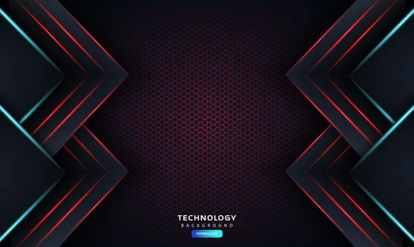 Abstract Red Light Hexagon Luxury Background Vector Illustration — Vetor de Stock