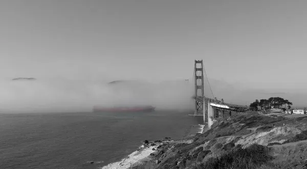 Widok Most Golden Gate Drzewa Cypress Parkingu Battery Godfrey — Zdjęcie stockowe