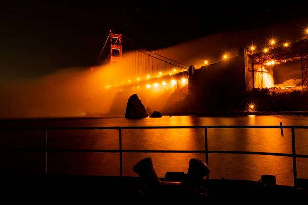 Moore Yolu Skelesi San Francisco Gece Lambaları Soğuk Hava Sakin — Stok fotoğraf