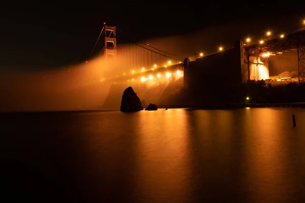 Moore Road Pier San Francisco Luci Notturne Tempo Torbido Acque — Foto Stock