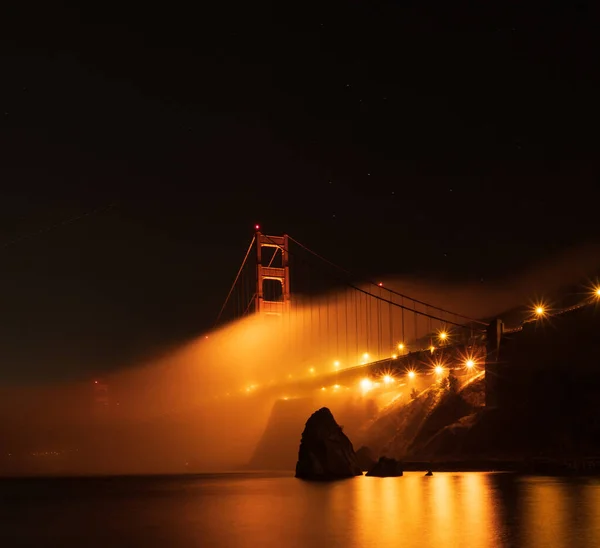Moore Yolu Skelesi San Francisco Gece Lambaları Soğuk Hava Sakin — Stok fotoğraf