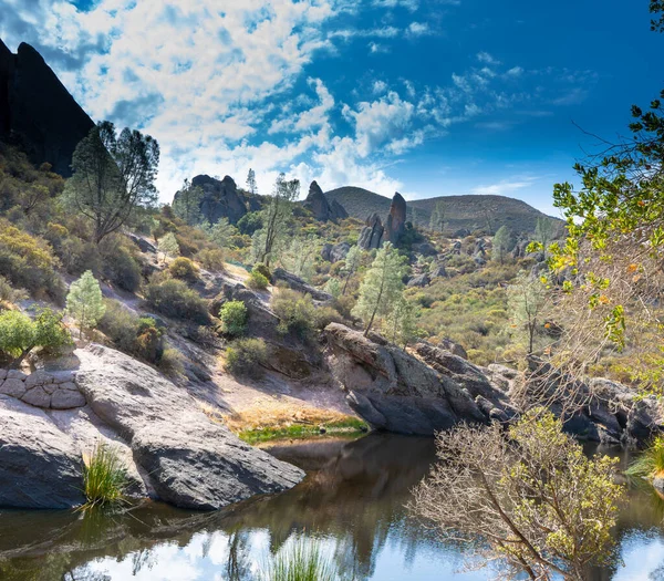 在尖峰国家公园 西海岸 加利福尼亚 阳光充足的天气 天空和室外进行夏季远足 — 图库照片
