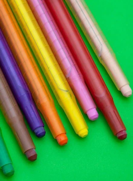 Colored Retractable Crayons Bright Colored Background — Photo