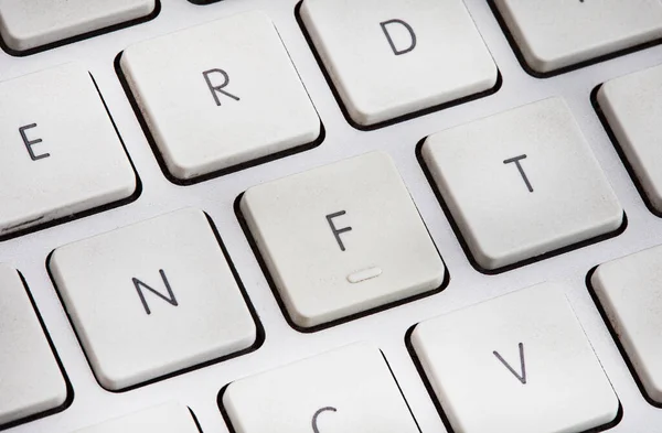 Non Fungible Token Nft Concept Nft Spelled Out Computer Keyboard — Stock Photo, Image