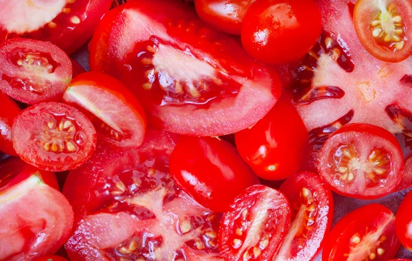 Full Frame Sliced Juicy Tomatoes — Stock Photo, Image
