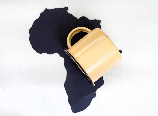 Black Cut Out Africa Continent White Empty Rustic Cup Copy — Stockfoto