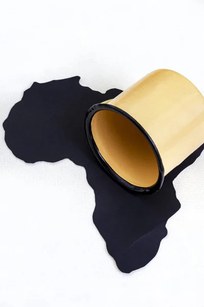 Black Cut Out Africa Continent White Empty Rustic Cup Copy —  Fotos de Stock