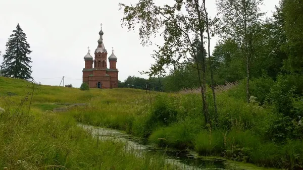 Volgoverkhovie Wołga Pochodzenie Headwaters Starożytny Historyczny Budynek Katedry Prawosławnej Rosji — Zdjęcie stockowe