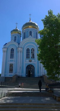 Zadonsk Voronezh Rusya, Ukrayna, Belorus 'taki Ortodoks kilise katedralinin antik tarihi binası, Slav halkı Hristiyanlığa inancı ve inancı