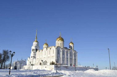 Rusya, Ukrayna, Belorus, Slav halkının Hıristiyanlığa olan inancı ve inançlarının ortodoks kilise katedralinin Vladimir Antik tarihi binası