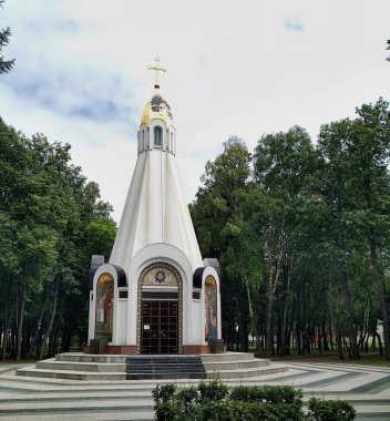 Rusya, Ukrayna, Belorus, Slav halkının Hıristiyanlığa olan inancı ve inançlarının ortodoks kilise katedralinin Ryazan Tarihi Binası