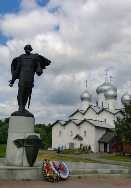 Rusya, Ukrayna, Belorus, Slav halkının Hıristiyanlık Novgorod 'daki Ortodoks kilise katedralinin tarihi binası.