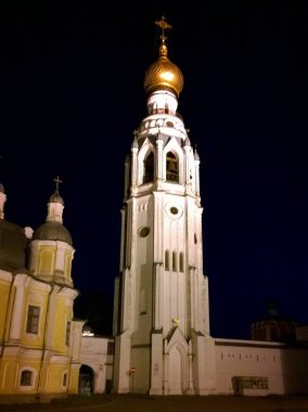 Rusya, Ukrayna, Belorus, Slav halkının Hıristiyanlık Vologası 'ndaki ortodoks kilise katedralinin tarihi binası.