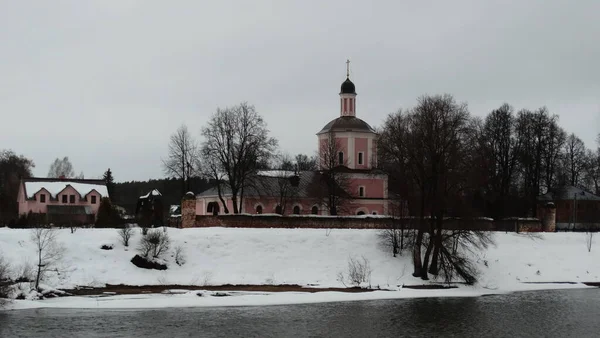 Moskva Floden Nära Kubinka Moskva Regionen Och Den Pedastriska Bron — Stockfoto