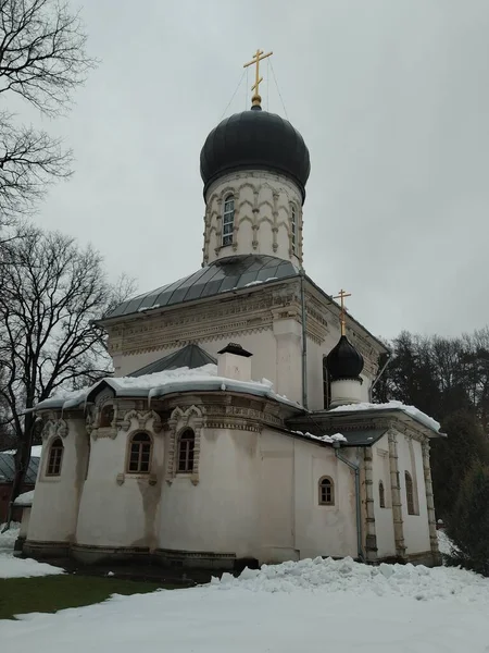 Old Ancient Orthodox Stone Church Kubinka Vasilievskoe Estate Museum Saint — Stock Photo, Image