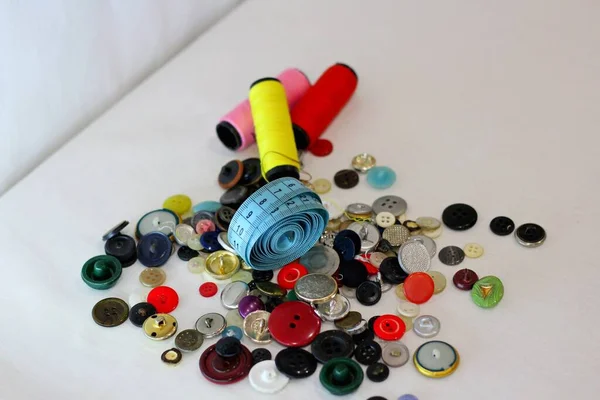 Tutti Tipi Cose Con Bottoni Aghi Fili — Foto Stock