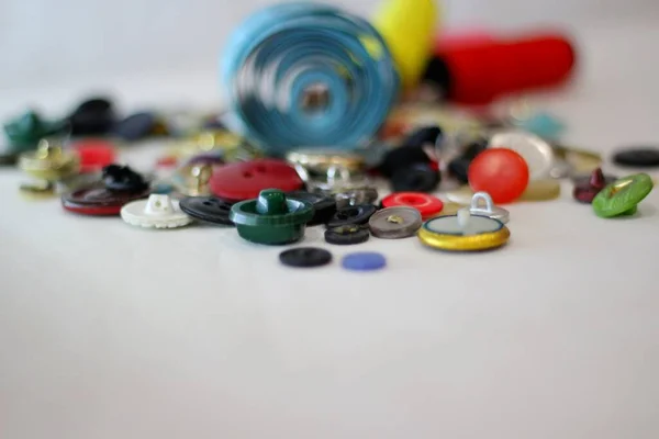 All Sorts Stuff Buttons Needles Threads — Stock Photo, Image
