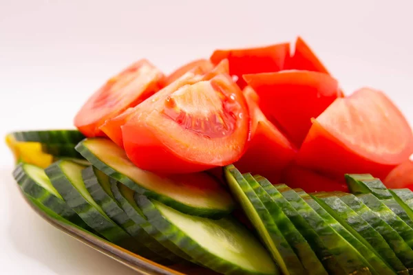 Legumes Deliciosos Fatiados Com Fundo Embaçado — Fotografia de Stock