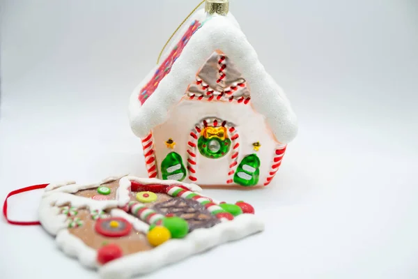 Beautiful Christmas Toys Garland Blurred Background — Stock Photo, Image