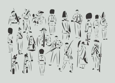 Gardiyanların çizgi sanatı vektör çizimleri