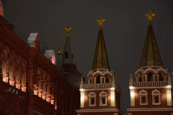 Gece Rusya Tarihi Müzesi Moskova Kremlin Manzarası — Stok fotoğraf