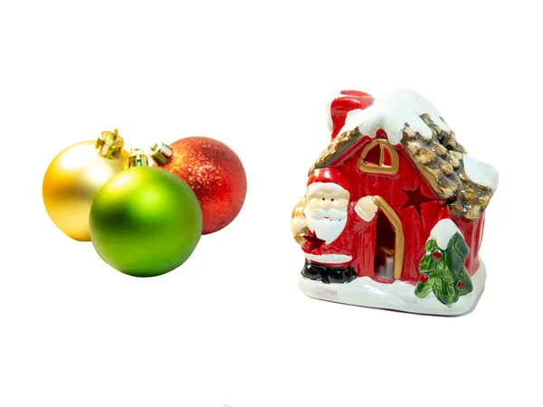 Bolas Natal Decorações Sobre Fundo Branco Casa Sanat Klau — Fotografia de Stock