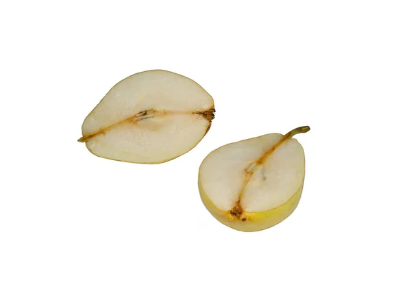 Birne Halbiert Auf Weißem Hintergrund Saftige Früchte — Stockfoto