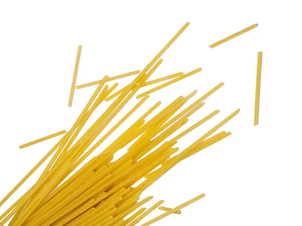 Pasta Vit Bakgrund Okokt Spaghetti Bordet — Stockfoto