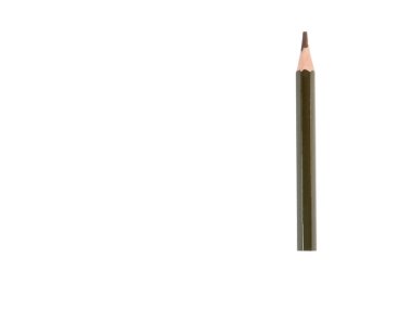 Beyaz arka planda renkli kalem. Tahtadan yapılmış kahverengi kısa kalem.