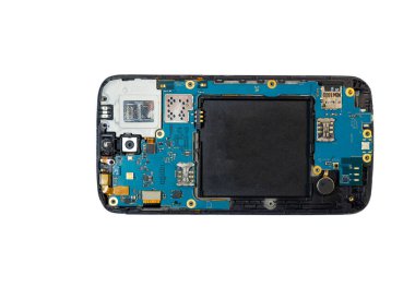 Açılmış telefon. Açılmış akıllı telefon çantası. Kırık teknikler