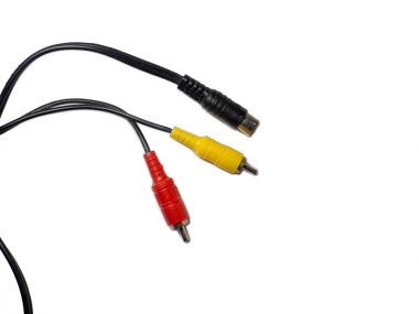  RCA konnektörü. Tel bir lale. Ses ve video kablosu. Kabloyu birleştir